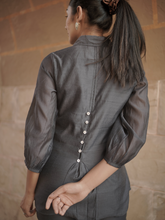 Charcoal Grey Chanderi Co-ord Set